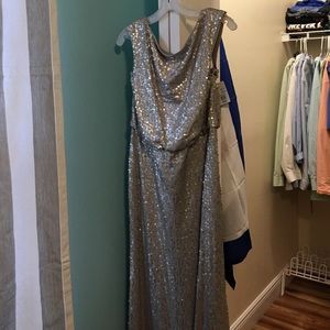 David's Bridal Silvery-Champagne Sequin Night Gown